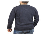100% Shetland Ragg Wool V Neck Knit Jumper Pullover Mens Sweater Knitted - Navy - 5XL V563-SW-VN-NAVY45-5XL