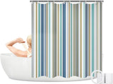12 Hooks Shower Curtain, Water-Repellent Bathroom Curtain with Romantic Stripes, Style 1, 180 x 180 V1237-ZY-917-306