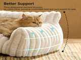 Luxurious Faux Rabbit Fur Plush Pet Sofa Bed with Bolster Sides, Removable Washable Cover and Deep V1341-ZY-9FNEFNJP-S-PINK