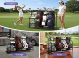 Everfit Golf 3 Bag Storage Golf Storage Garage Organizer with Wheels Black GSR-A-3T-BK
