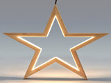 Ceiling Bamboo Star LED Hanging Lamp Natural Home Decor Lighting Pendant - Natural V563-75163