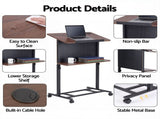 Artiss Mobile Lectern Podium Stand with Storage Shelf Height Adjustable Laptop Desk Black & Walnut LPS-HY02-125-BK