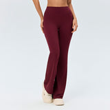 Red Size M Women's High Waisted Yoga Flare Leggings - V Back Seam Micro Flare Workout Pants with V888-ELOSUNG57304-2