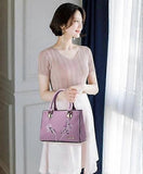 Flower Embroidery Women's Shoulder Bag PU Leather Tote V1263-JX-3490