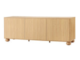 Artiss Buffet Sideboard Cabinet 2-Tier Fluted Kitchen Storage Ball Legs Pine FUR-Z-SID150-RND-WD-AB