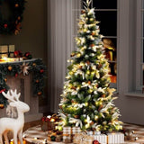 Jingle Jollys Christmas Tree 190cm Pine Cones LED Flocking Xmas Tree 680 Tips XM-TR-SNOW-190-LED