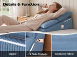 Giselle Reading Pillow Sitting In Bed, No-Sag 25D Foam Base, Modular Backrest With Dual Pockets PILLOW-READ-CORD-BL