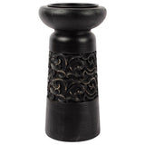 Nero Carved Pillar Candleholder 11x23cm V637-90311CDL
