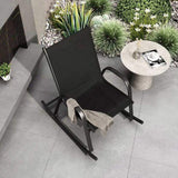 Rocking Chair High Back Rocker Chairs Steel Metal Textilene Fabric-Black V264-OTF-522S-BLK