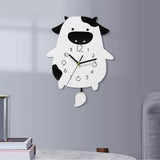 Acrylic Wall Clock Cartoon Cow Shape Silent Movement Decorative Swinging Clock for Kitchen Living V1294-YM0901-3115240042311