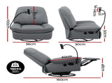 Artiss Manual Swivel Rocker Recliner with USB Ports Rocking Chair Nursery Sofa Lounge RECLINER-A22-PU-GY
