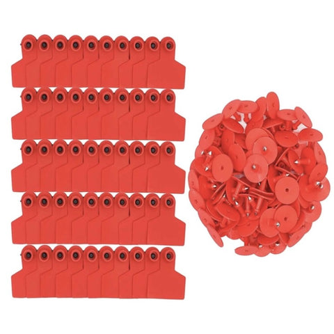 100x Cattle Ear Tags Set - 6x7cm Medium Red Blank Cow Pig Sheep Livestock Label V238-SUPDZ-39973737693264