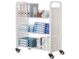 Rolling Library Book Cart, 150 kg Capacity, 77 x 38 x 122 cm Library Cart, Single Sided L-Shaped V952-LXTSGTCBS330DZLNM001V0