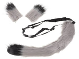 Adorable Grey Cat Ears and Tail Set with Plush Furry Design for Women Perfect for Cosplay Parties V1370-AZ4-18346