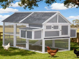 i.Pet Chicken Coop Large Outdoor Rabbit Hutch Chook House Hatch Box With Run Grey White PET-CH-P213-GR-AB