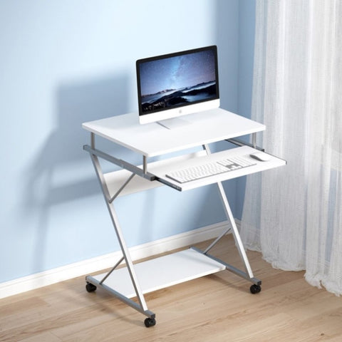 Artiss Computer Desk Keyboard Tray Shelf White 60CM MET-DESK-105-WH