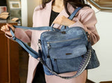 Blue Chic Women's PU Leather Convertible Backpack - Anti-Theft Design, Multi-Pocket Shoulder Bag V888-ELOSUNG32730