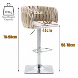 SERENIT Modern Velvet Breakfast Bar Stools Swivel Barstools Adjustable Counter Stools with Backrest V255-SE-SP1782R-IVORY