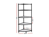 Artiss 5-Tier Kitchen Corner Shelf Rack Stand Microwave Metal Storage Shelves XFEL-KR-MEL-COR5S-49-BK