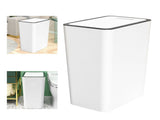 Press Type Trash Can with Cover 15L Capacity Plastic Garbage Bin for Bathroom Toilet Kitchen White V1294-YM0710-3117230303711