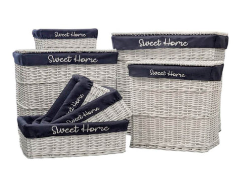 Set 7 Hampton Blue & White Baskets 50x66cm V637-WDB38439
