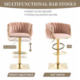 SERENIT Modern Velvet Breakfast Bar Stools Swivel Barstools Adjustable Counter Stools with Backrest V255-GP1782R-PINK