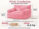 Soft Corduroy Kids Armchair with Pockets, Comfy Foam-Filled Lounge Seat for Bedroom Living Room V1341-ZY-AZA5DQVS-PINK