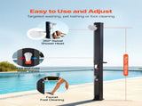 35L Solar Heated Shower, 195cm Showerhead Height Outdoor Shower, with Foot Faucet & Soap Box Rack, V952-TYNLYQHSPVCLYWFF3001V0