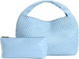 Woven Tote Bag for Women Soft Leather Handbag with Pocket V1263-JX-3501