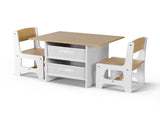 Keezi Kids Table and 2s Set Wooden Activity Table wit 2 Storage Drawers, Toddler Table and KTC-G-MS-NT