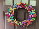 Artificial Butterfly Wreath Outdoor Decorative Welcome Wreath for Front Door Wall Window Spring V1294-YM0523-10337870