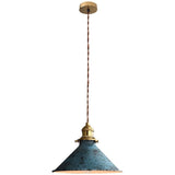 Nordic Retro Metal Cage E27 Pendant Ceiling Light Blue Industrial Chandelier, 8.27in Diameter V1237-ZY-522-0065