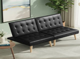 Artiss Sofa Bed Couch 2 Seater Lounge Fabric Black SBED-E-SOLO86-PU-BKX2