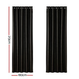 Artiss 2X Blockout Curtains Eyelet 180x213cm Black Shine BC-SHINE-180X213-BK