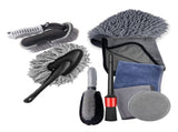 Type A 9-Piece Car Wash Tool Kit - Tire & Wheel Brushes, Wash Mitt, Microfiber Towels, and Wax V888-ELOSUNG17071