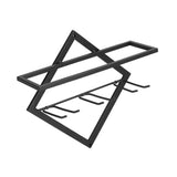 Wall Mounted Wine Rack Black Rhombus Shaped Wall Mounted Double Hook Wine Rack for Wine Cellar Home V1294-YM0523-3118210295411