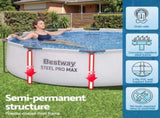 Bestway 305CM Swimming Pools Steel Above Ground Round Backyard Pool Set White BW-POOL-R-305-56407