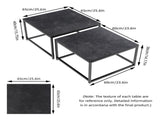 Marble Nesting Coffee Table Set Sintered Stone Side End Tables with Solid Metal Frame V767-JJ-XZ316-BLB