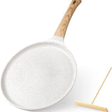 White 28cm Non-Stick Crepe Pan - Versatile Flat Skillet for Pancakes, Omelettes & Tortillas V888-ELOSUNG24746