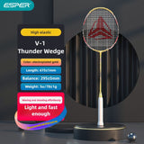 ESPER V-1 Thunder Wedge 5U Ultra-Light Badminton Racket, 30T Graphene Carbon Fiber, 6.8mm Slim V1232-YMQPV1002