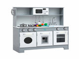 Keezi Wooden Play Kitchen Pretend Kitchen 82cm Kids Toy Food Set Grey PLAY-WOOD-MICROWAVE-GY