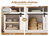 Artiss Buffet Sideboard Cabinet 150cm 3-Tier Kitchen Storage Sliding Doors White FUR-Z-SID150-3T-WH-AB
