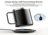 USB Heated Coffee Mug Warmer with Handle, Stainless Steel Coffee Cup with Lid for Milk, Tea and Hot V1237-ZY-924-353