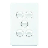 GSME Switch Cover Plate Flush Mount Standard 5 Gang 16A/10AX 250V Vertical White PUSWV5G V1202-V1-GSMPUSWV5G