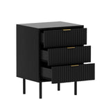 Sarantino Evelyn Bedside Table with 3 Drawers - Black CBT-689-03-BK