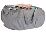 Gray Collapsible Laundry Basket with Lid, 23.6" x 14.6" x 14.6", Large Capacity Hamper, Zippered V1192-AZ-W-18225