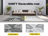 Gardeon Outdoor Rugs 152x244cm Large Carpet Reversible Area Mat PP Dual-Sided Patio Rug Leaf OR-5X8FT-LEAF-GY