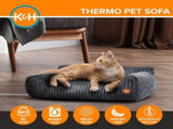 Plush Corduroy Pet Sofa Bed with Removable Heating Pad, Orthopedic Foam Support & Machine-Washable V1341-ZY-3KJXTZ6B-GREEN