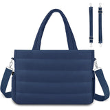 Dark Blue Stylish Quilted Nylon Tote Bag - Large Capacity Diaper Nappy Bag for Travel & Stroller V888-ELOSUNG27622