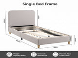 Artiss Single Bed Frame with Headboard, Faux Linen Fabric Grey BFRAME-H-VIC-S-BG-AB